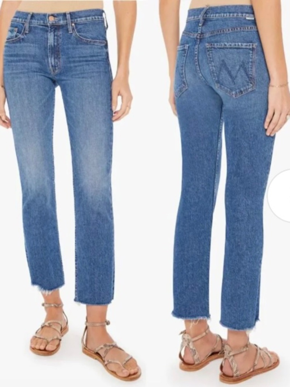 Mother Mid Rise Rider Ankle Fray Jeans, Size 29